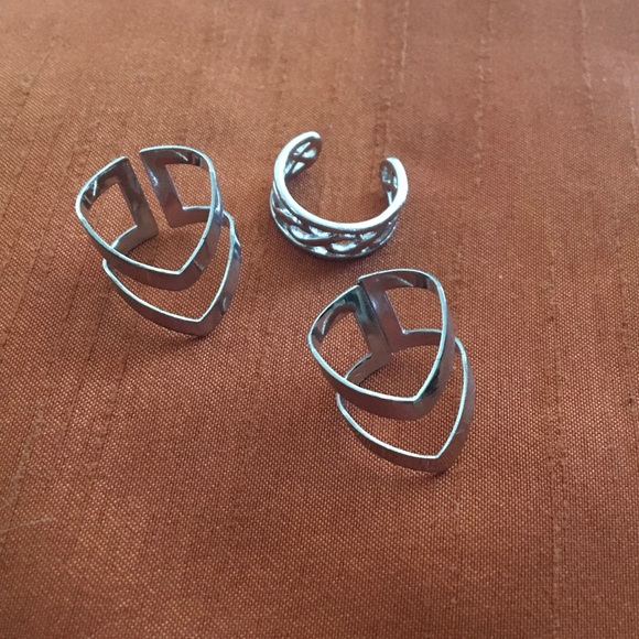Silver Color 3 Piece Geometric Rings - Picture 2 of 6